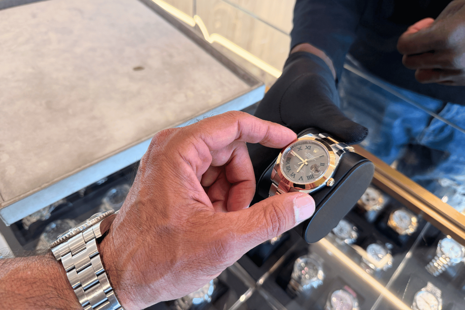 The inventory at 90210 Watches reflects both depth and range. Rolex remains the dominant force — steel sport models, specifically, are the store's bread and butter.